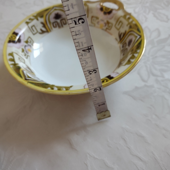 Vintage Nippon hand painted bowl unique Asian design gold yellow trinket - Picture 4 of 8